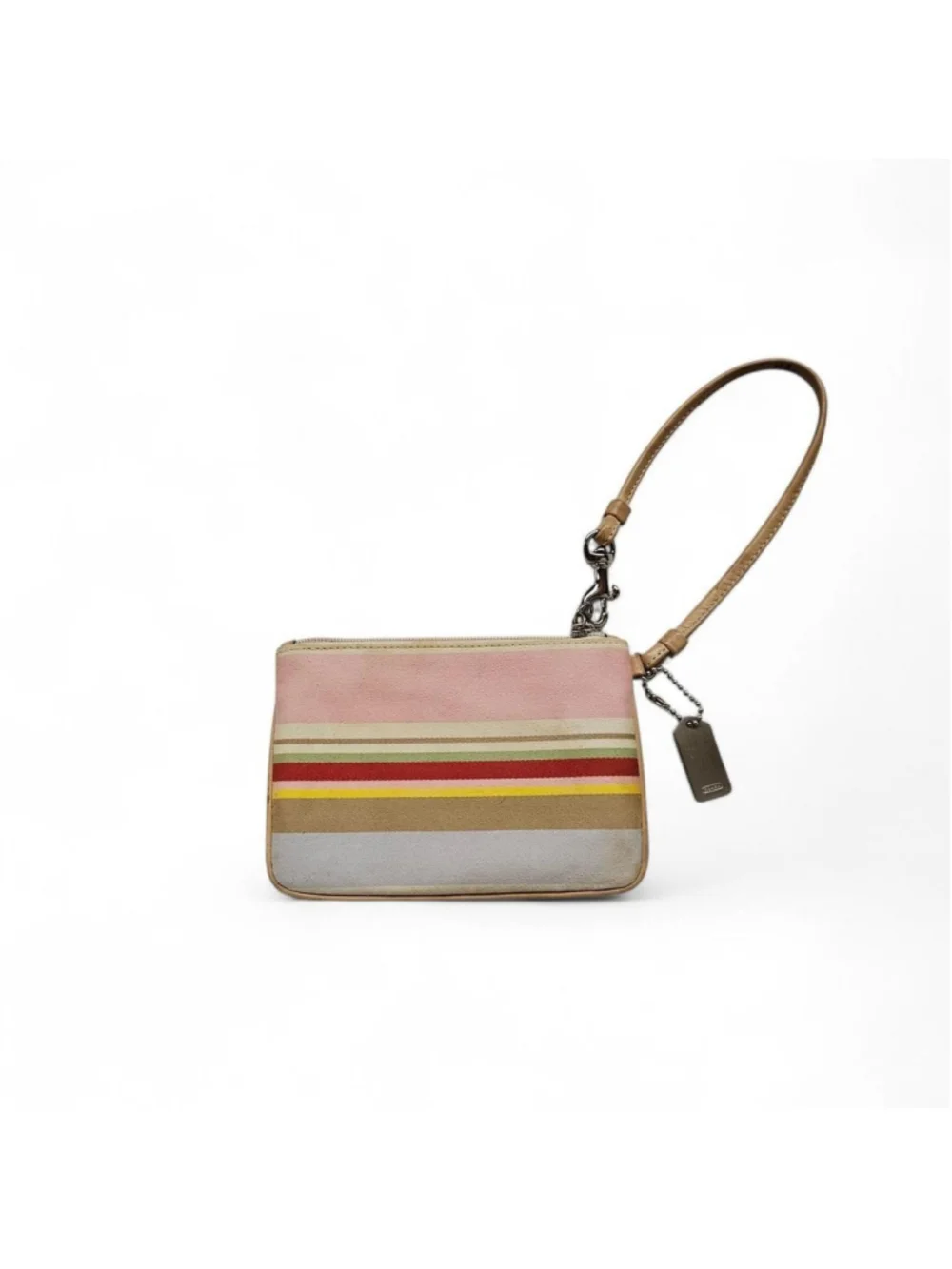 Coach 2004 Striped Wristlet in in Cotton Stripe and Leather accents